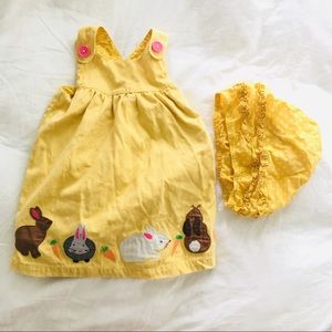 Baby Boden Bunny Pinafore with bloomers
